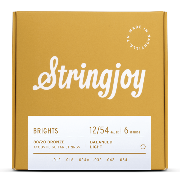 Stringjoy Brights - 80/20 Bronze - Acoustic Guitar Strings 12-54