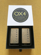 Load image into Gallery viewer, OX4 A4 Low Wind PAF style Humbucker set, Aged Nickel Covers
