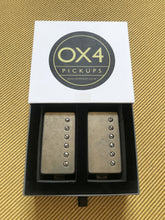 Load image into Gallery viewer, OX4 Custom Rock A5 &quot;Oleg&quot; PAF style Humbucker set, Aged Nickel Covers
