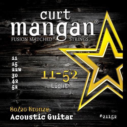 Curt Mangan 80/20 Bronze Light Set Acoustic Guitar Strings 11-52