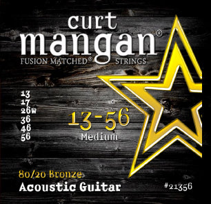 Curt Mangan 80/20 Bronze Medium Acoustic Guitar Strings 13-56
