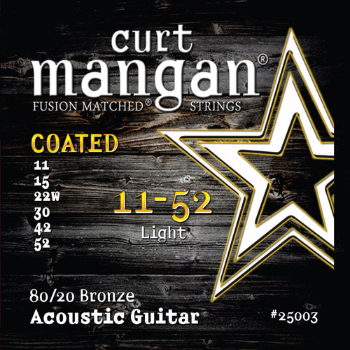Curt Mangan 80/20 Bronze Light COATED Acoustic Guitar Strings 11-52