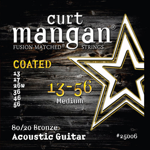 Curt Mangan 80/20 Bronze Medium COATED Acoustic Guitar Strings 13-56