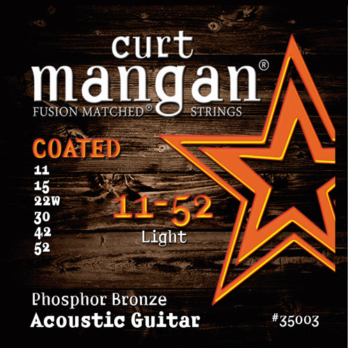 Curt Mangan Phosphor Light COATED Acoustic Guitar Strings 11-52